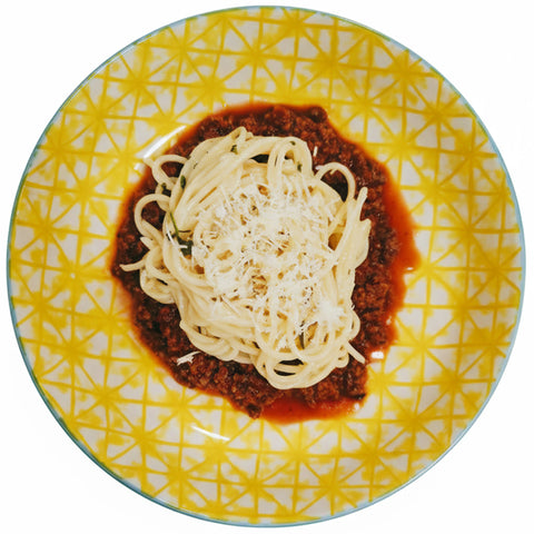 Alfredo Spaghetti in Bolognese Sauce